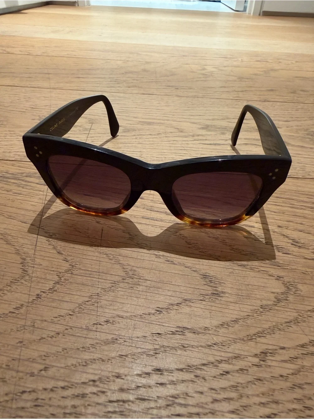 Celine Black and Tortoiseshell Cat-Eye Sunglasses